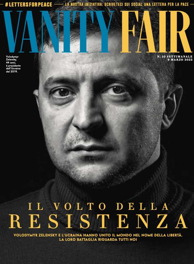 Vanity Fair esce in edicola con il presidente Zelensky in cover e lancia l’iniziativa social #lettersforpeace