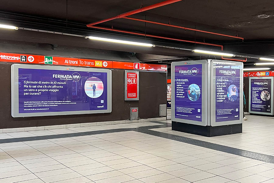 Sanofi: le stazioni della metro di Milano Duomo e Roma Termini diventano Fermata MM (Mieloma Multiplo)