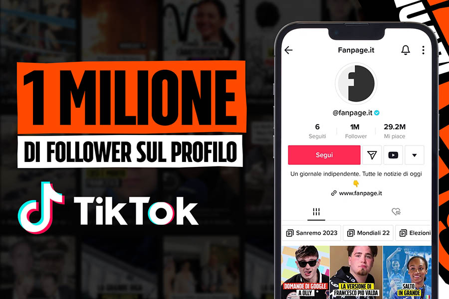 Fanpage raggiunge un milione di follower su TikTok