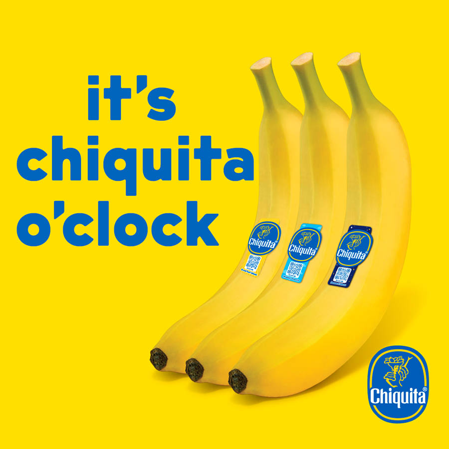 Chiquita mostra nuove modalità di consumo della banana con Qr Code sul bollino blu