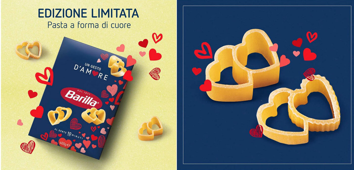 Barilla lancia la pasta a forma di cuore anche in Italia